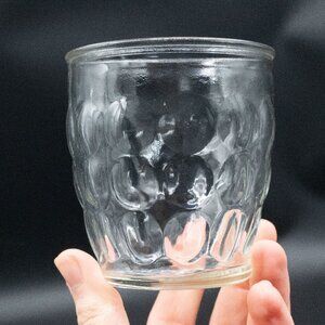 Vintage Anchor Hocking Clear Glass Half Pint Jelly Jar Bubble Dot Bumps Design